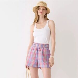 NWT J Crew Pull-on Shorts in sunset Plaid.